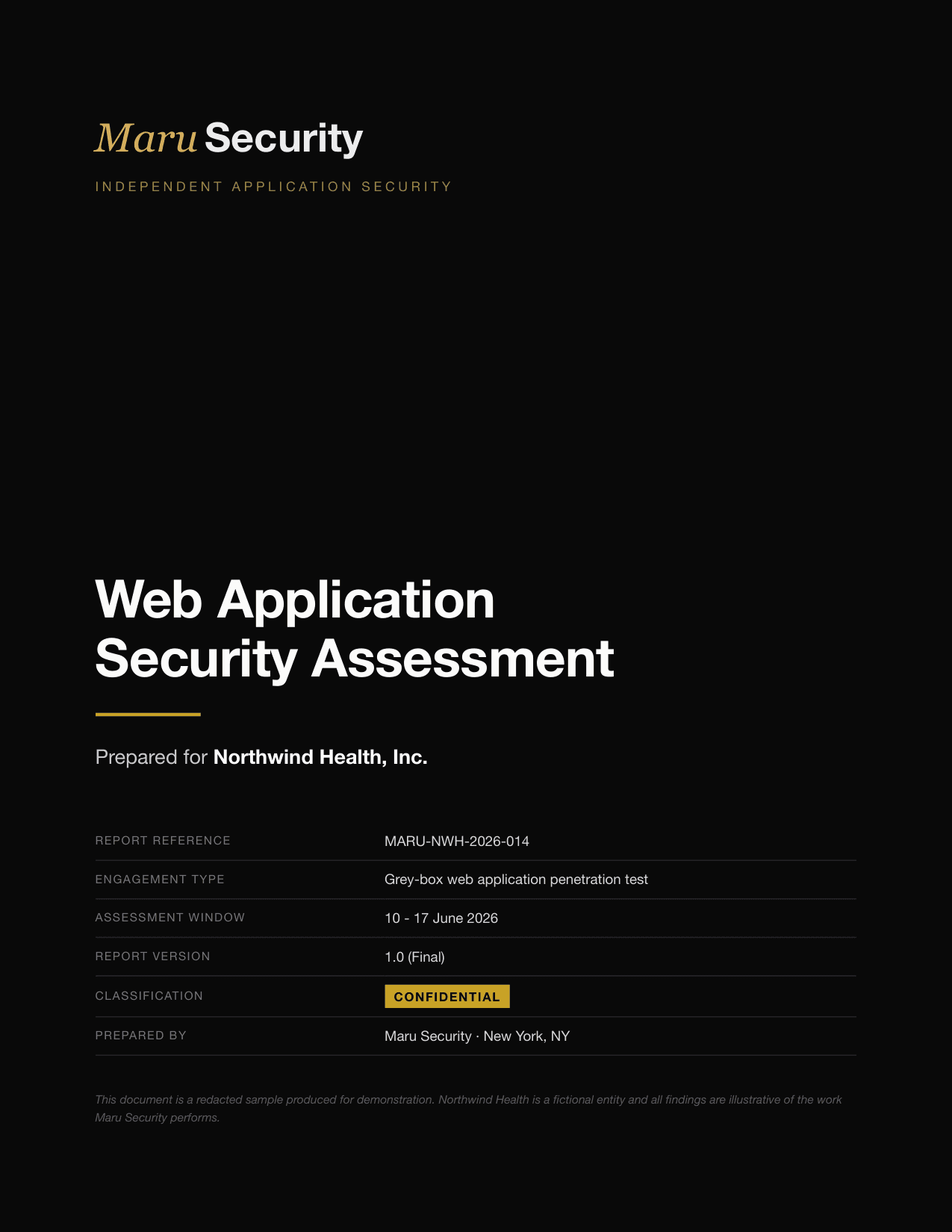 Cover of the sample audit report